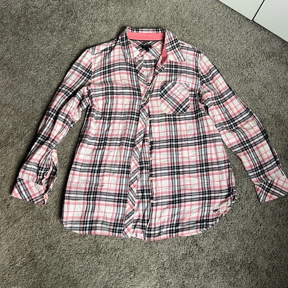 Talbots Tops - Talbots Pink and Black Plaid Shirt